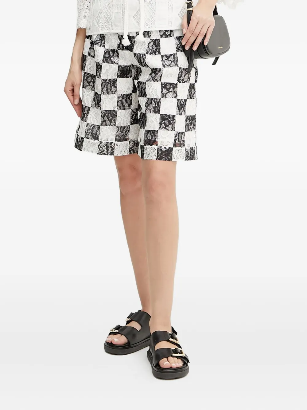 

Кружевные шорты в клетку PINKO, белый