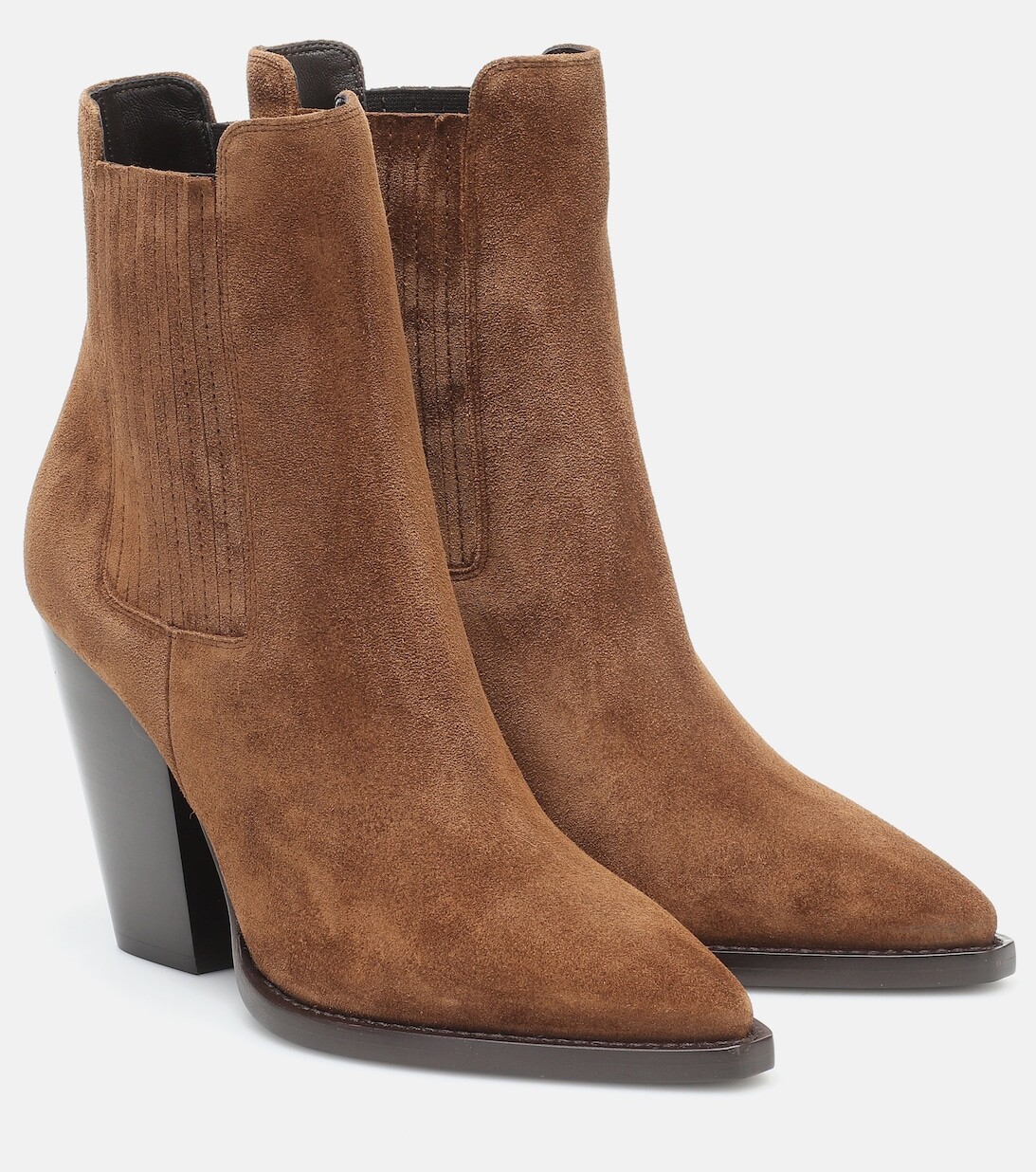 Замшевые ботильоны Theo 95 Saint Laurent, коричневый