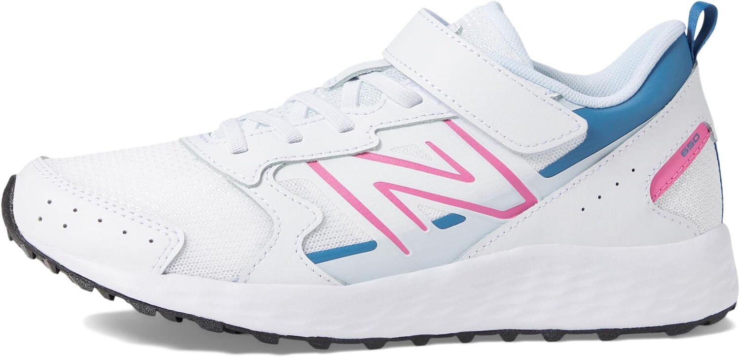 Кроссовки New Balance Kids Fresh Foam 650 Bungee Lace with Top Strap, цвет White/Real Pink — фото 4