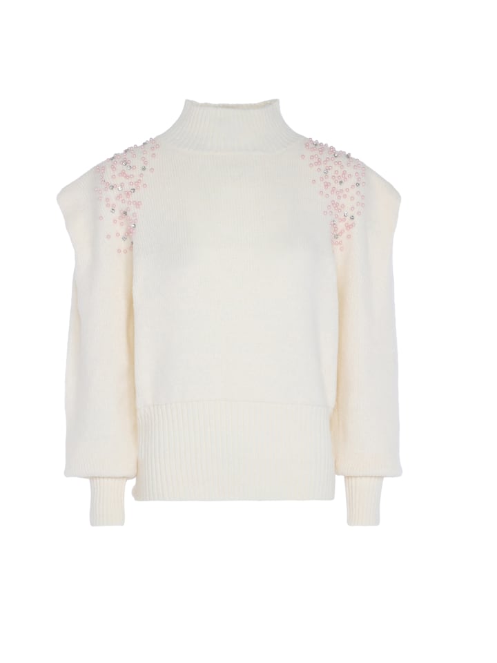 

Женский свитер с жемчугом в кремово-белом цвете faina