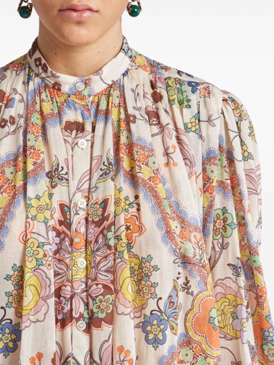 Хлопковая плиссированная рубашка ETRO, нейтральный — фото 4