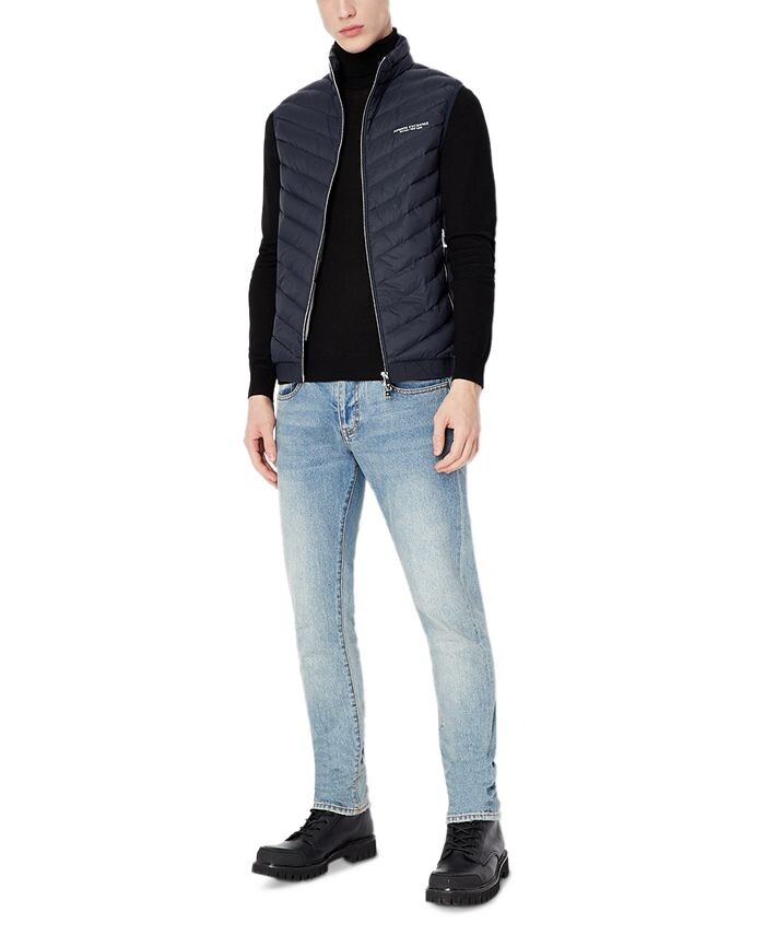 

Мужской складной двусторонний пуховый жилет Armani Exchange, синий
