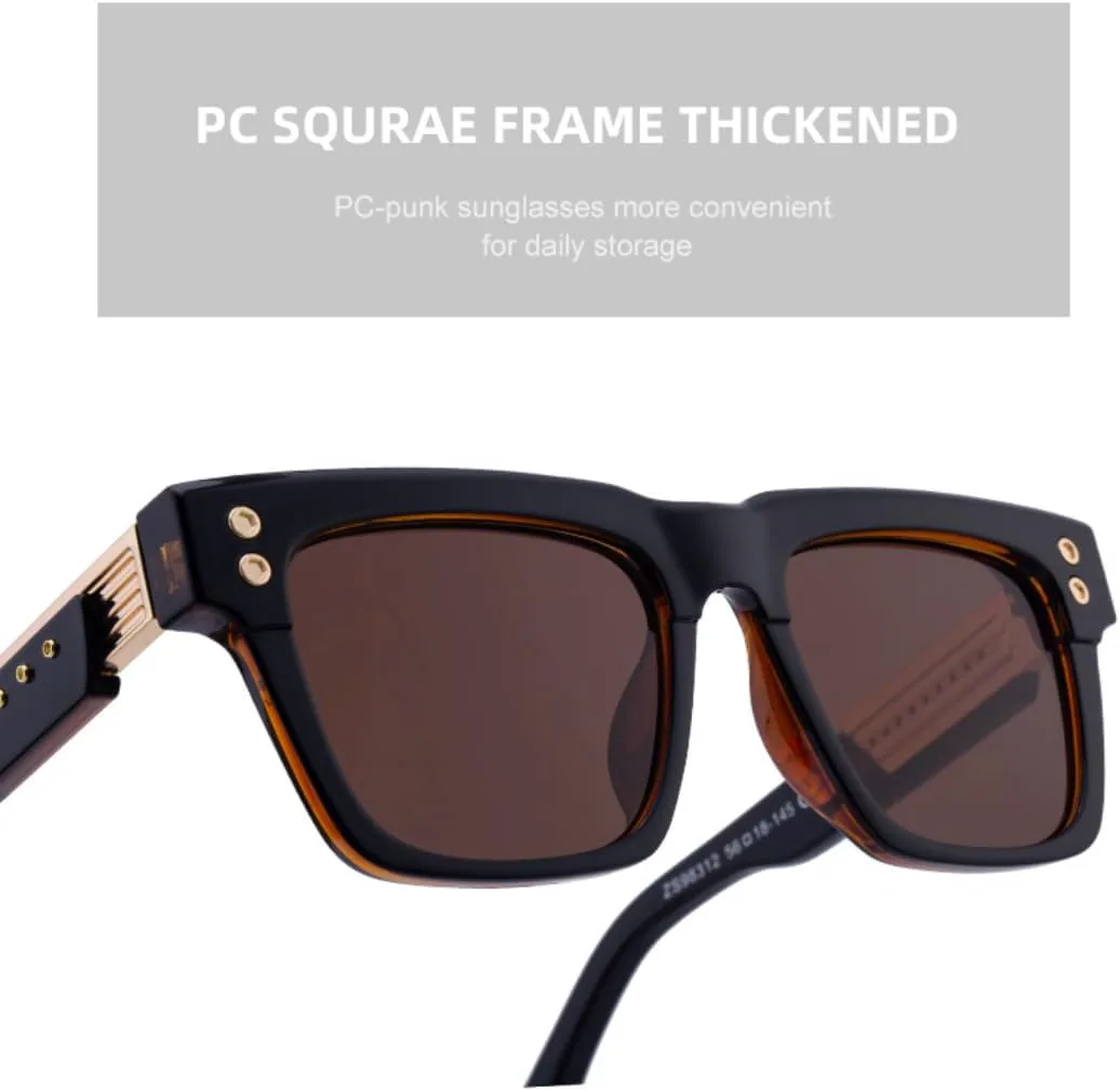 

Винтажные солнцезащитные очки для женщин и мужчин, роскошные, популярные, в стиле панк, с заклепками, защита от УФ-излучения UV400 HHZZYVY, Clear Silver Brown