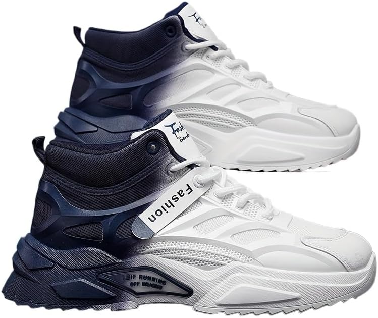 

Высокие кеды на шнуровке с градиентом - дышащие, с хорошим сцеплением, удобная конструкция - мужская обувь для повседневного ношения и активного отдыха Hhhchpm, синий