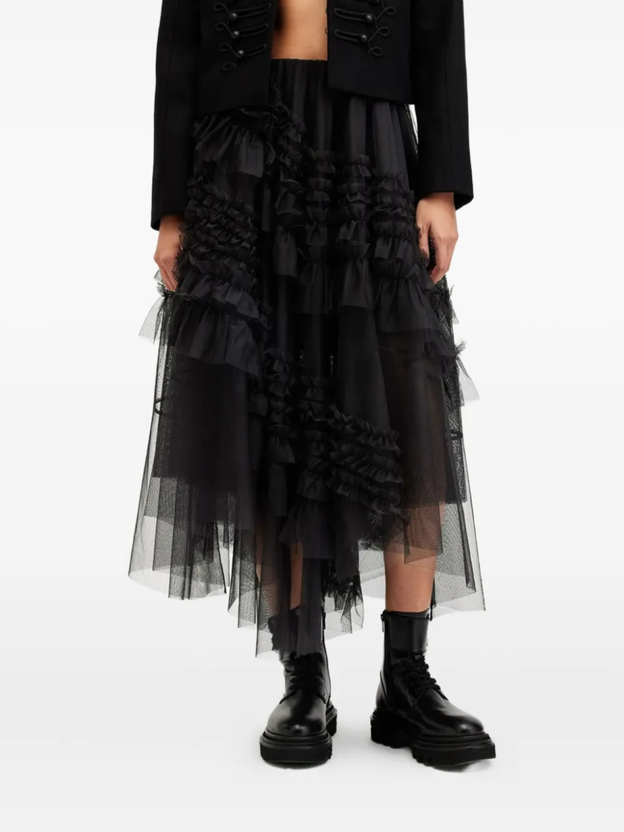 

Юбка из тюля с оборками AllSaints, черный