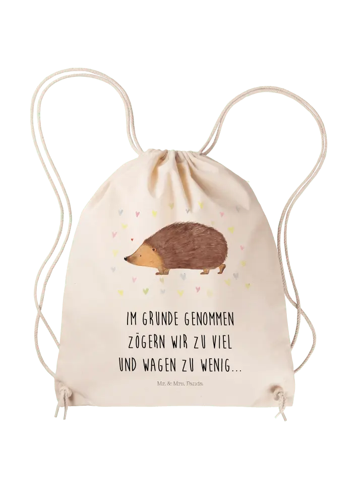 

Спортивная сумка Mr & Mrs Panda Sportbeutel Igel Herzen, кремовый