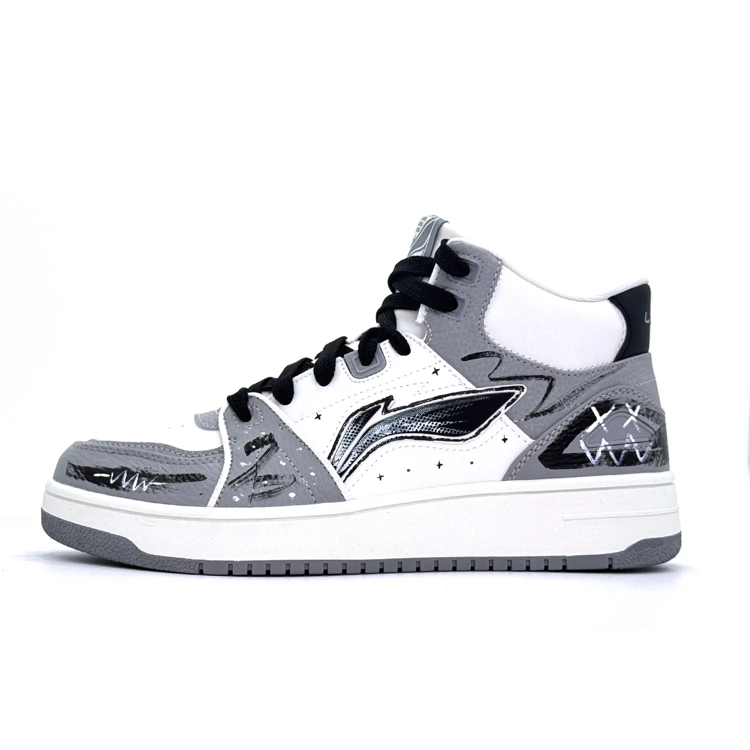 

Кроссовки для скейтбординга Li Ning Tianji HI Graffiti Gray, износостойкие, средней высоты, унисекс, новые
