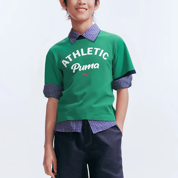 Детская футболка V-Neck PUMA, Dark Green 40701 — фото 3