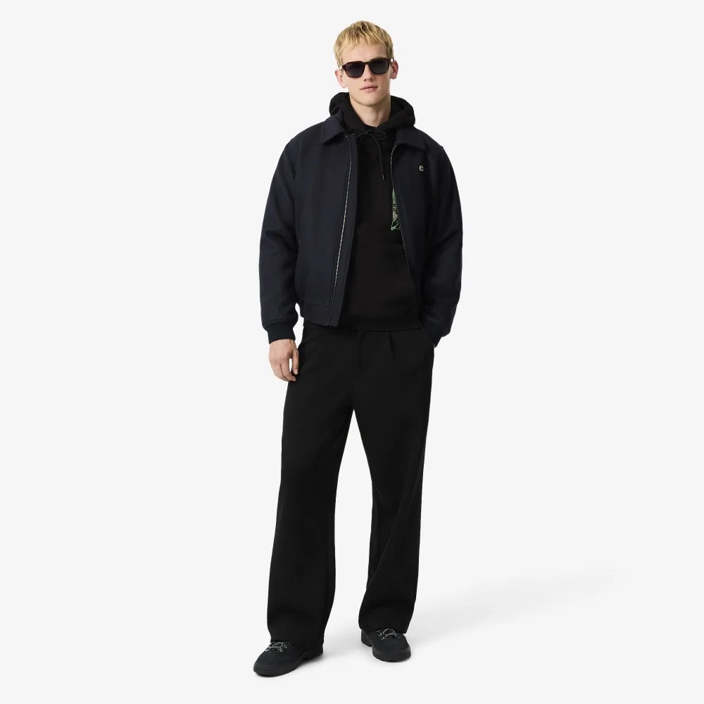 Мужское худи с графикой теннисного корта, чёрное, от Lacoste — фото 4