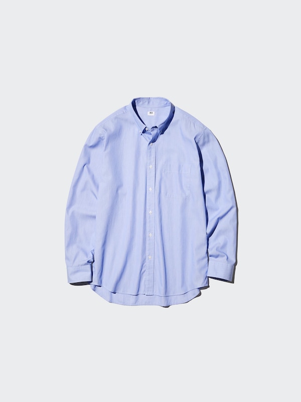 Рубашка regular fit из поплина, button-down (тонкая полоска) Uniqlo, 13 red — фото 3