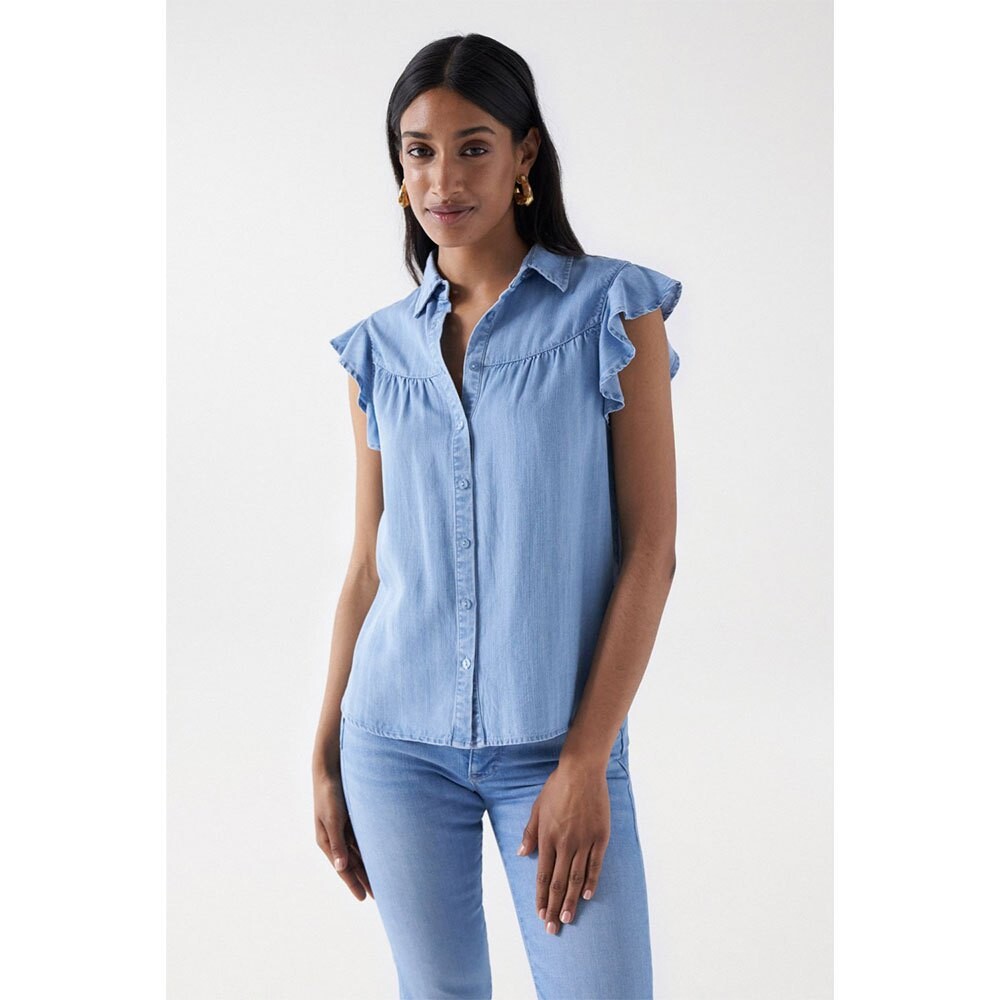 

Блуза Salsa Jeans Ruffle-Sleeve Light, синий