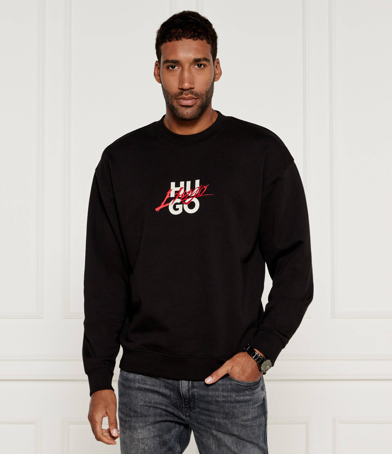 

Толстовка HUGO Dlogonty Relaxed fit, черный