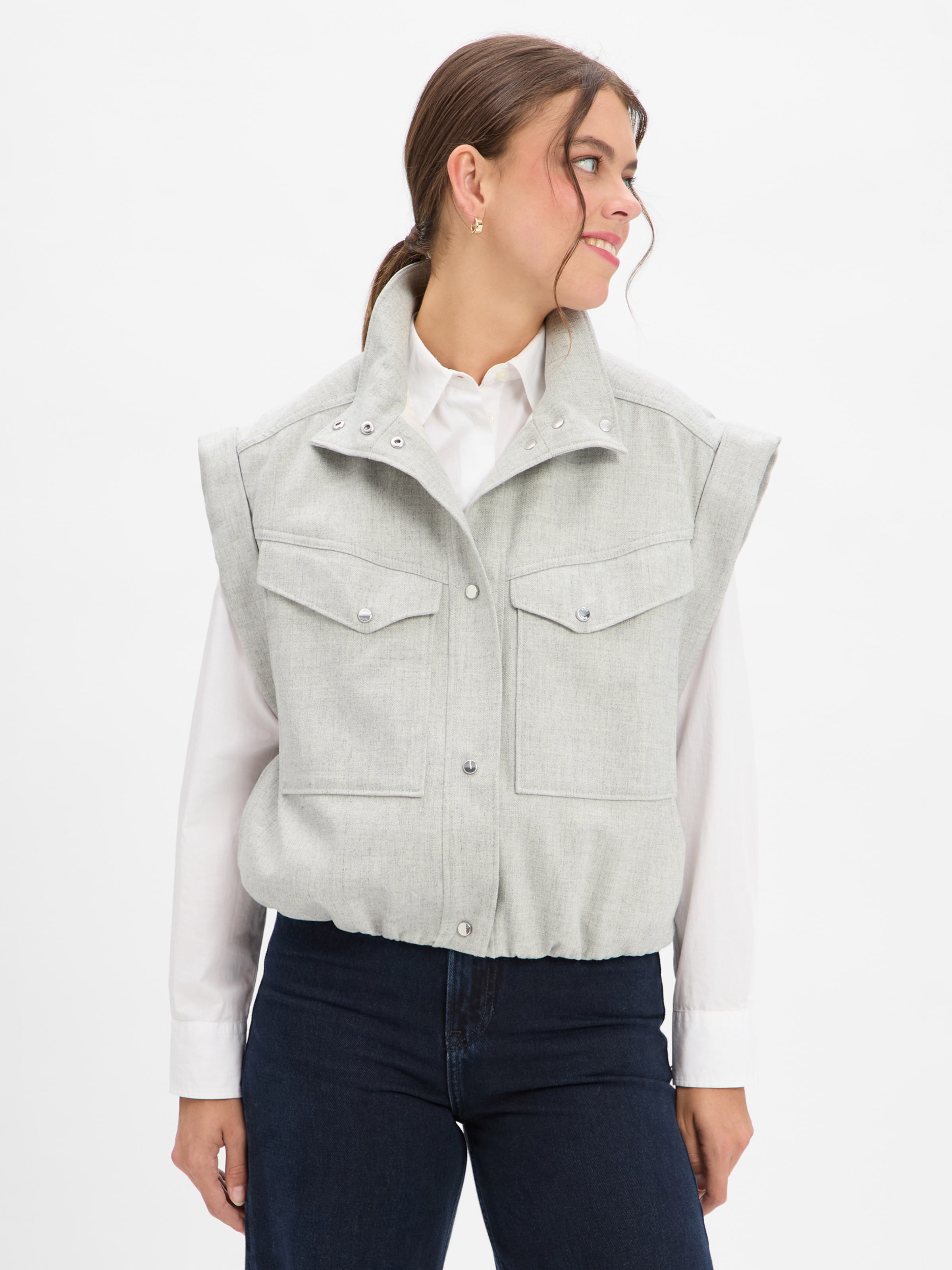 

BOSS Жилет 'Jaflesti' в светло-сером цвете