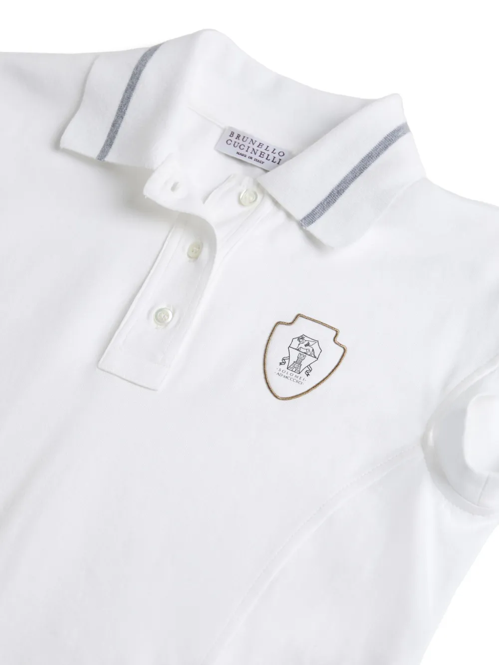Рубашка поло с логотипом Brunello Cucinelli Kids, белый — фото 3