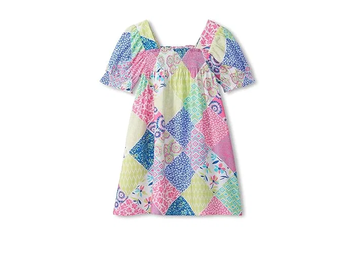 Платье смук Mix-up Patch Work Smocked Hatley Kids, White — фото 2