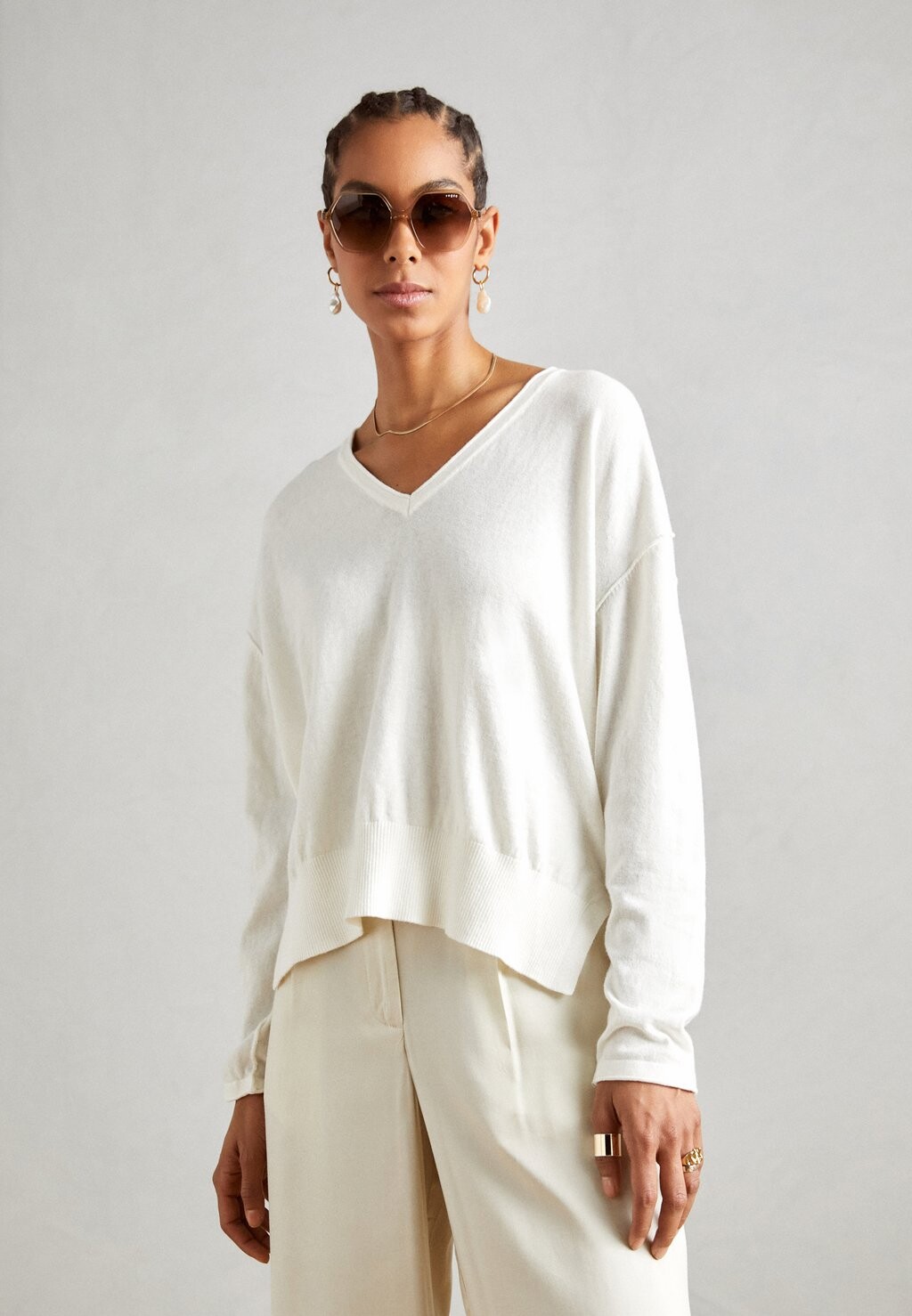 

Вязаный свитер V NECK Mos Mosh, цвет ecru