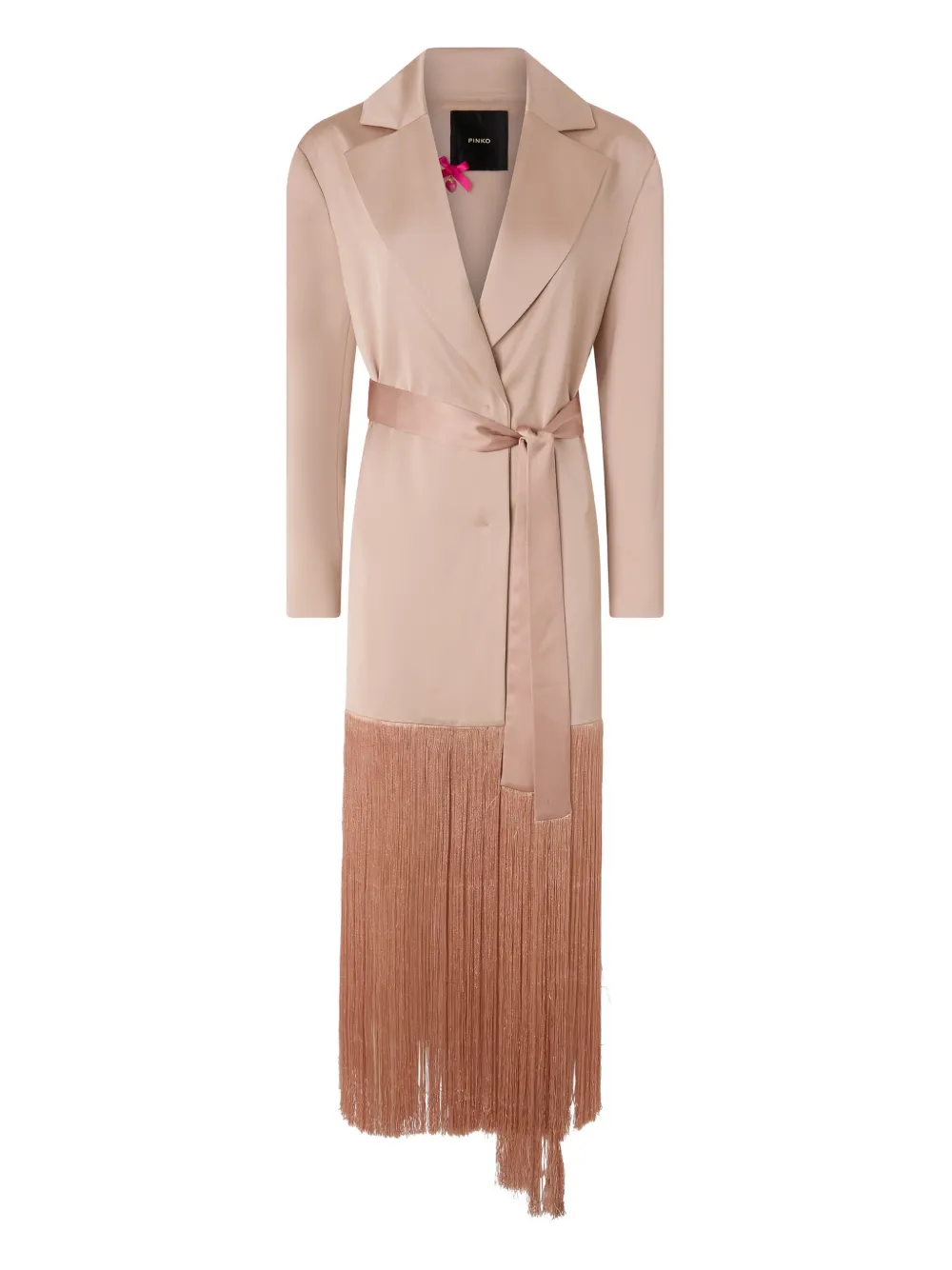 

Пальто с поясом и бахромой Pinko, бежевый