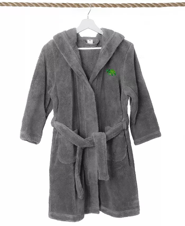 

Детские плюшевые махровые халаты с капюшоном Turtle Super Plush Double Brushed Linum Home, серый