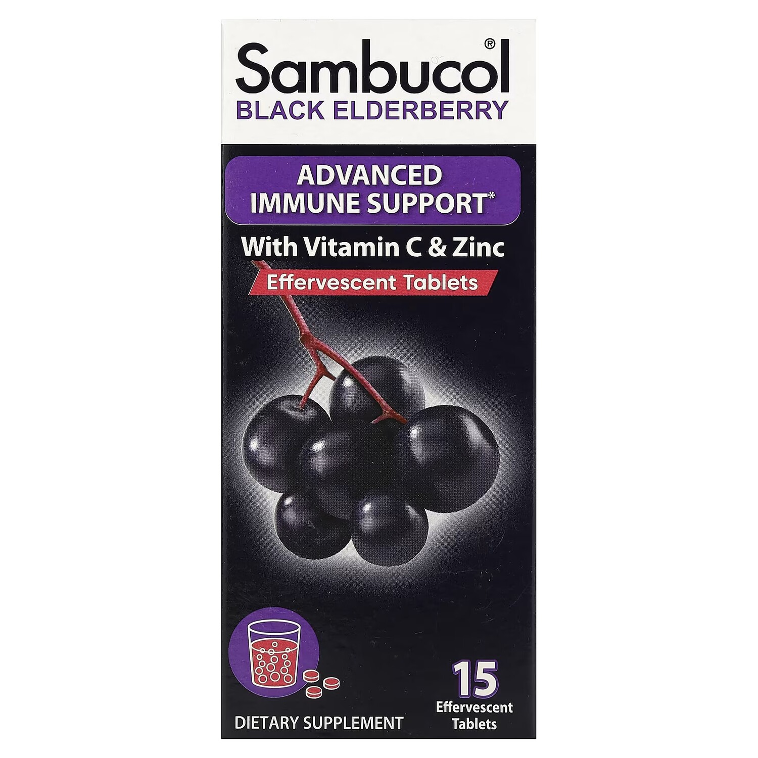 

Добавка Sambucol Advanced Immune Support черная бузина, 15 шипучих таблеток
