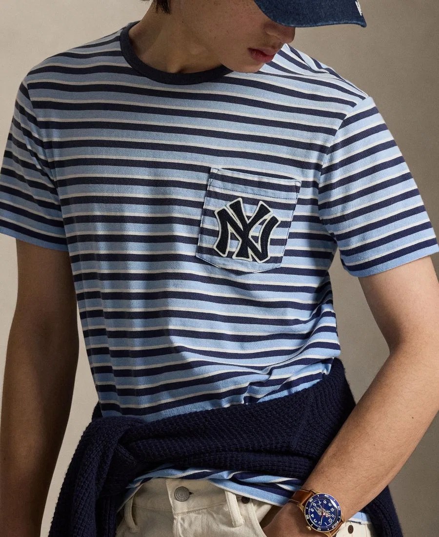 Мужская полосатая футболка с коротким рукавом Polo Ralph Lauren, темно-кобальтовый — фото 3
