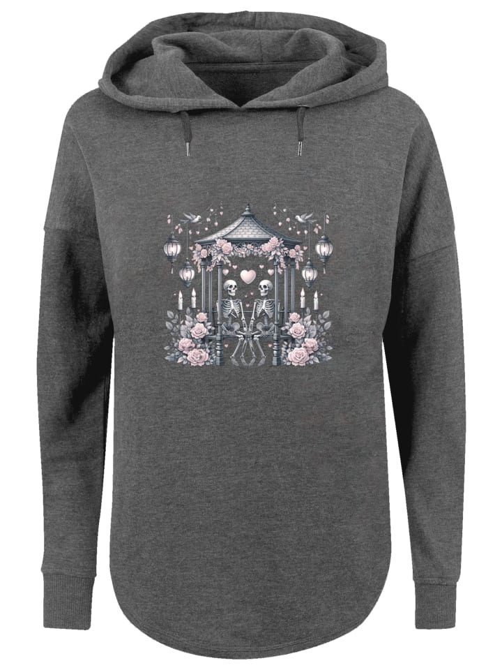 

Толстовка свободного кроя с изображением скелета-пары ко Дню святого Валентина в антрацитовом цвете F4NT4STIC