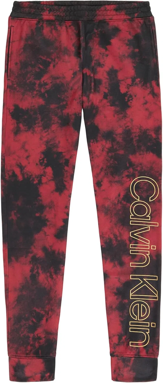 Детские спортивные брюки-джоггеры Calvin Klein Legacy из флиса с завязками, Performance Red Acid