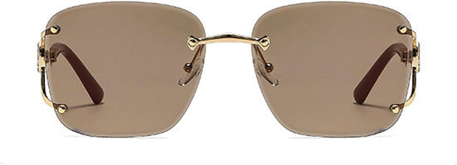 

Laureles Модные квадратные солнцезащитные очки без оправы для женщин, винтажные большие солнцезащитные очки цвета шампанского для мужчин, градиентные солнцезащитные очки, C3