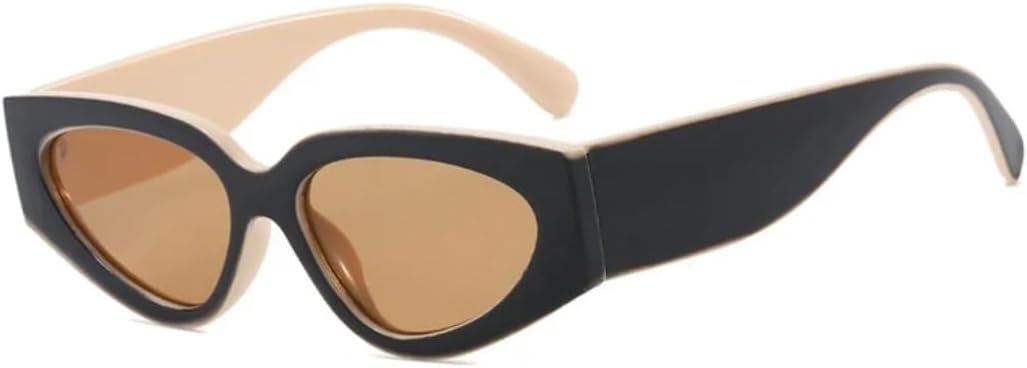 

Модные солнцезащитные очки «кошачий глаз», маленькие овальные, женские и мужские, стильные, в стиле панк, для путешествий, винтажные, с защитой от УФ-излучения UV400 VVTWSSW, Black Tea