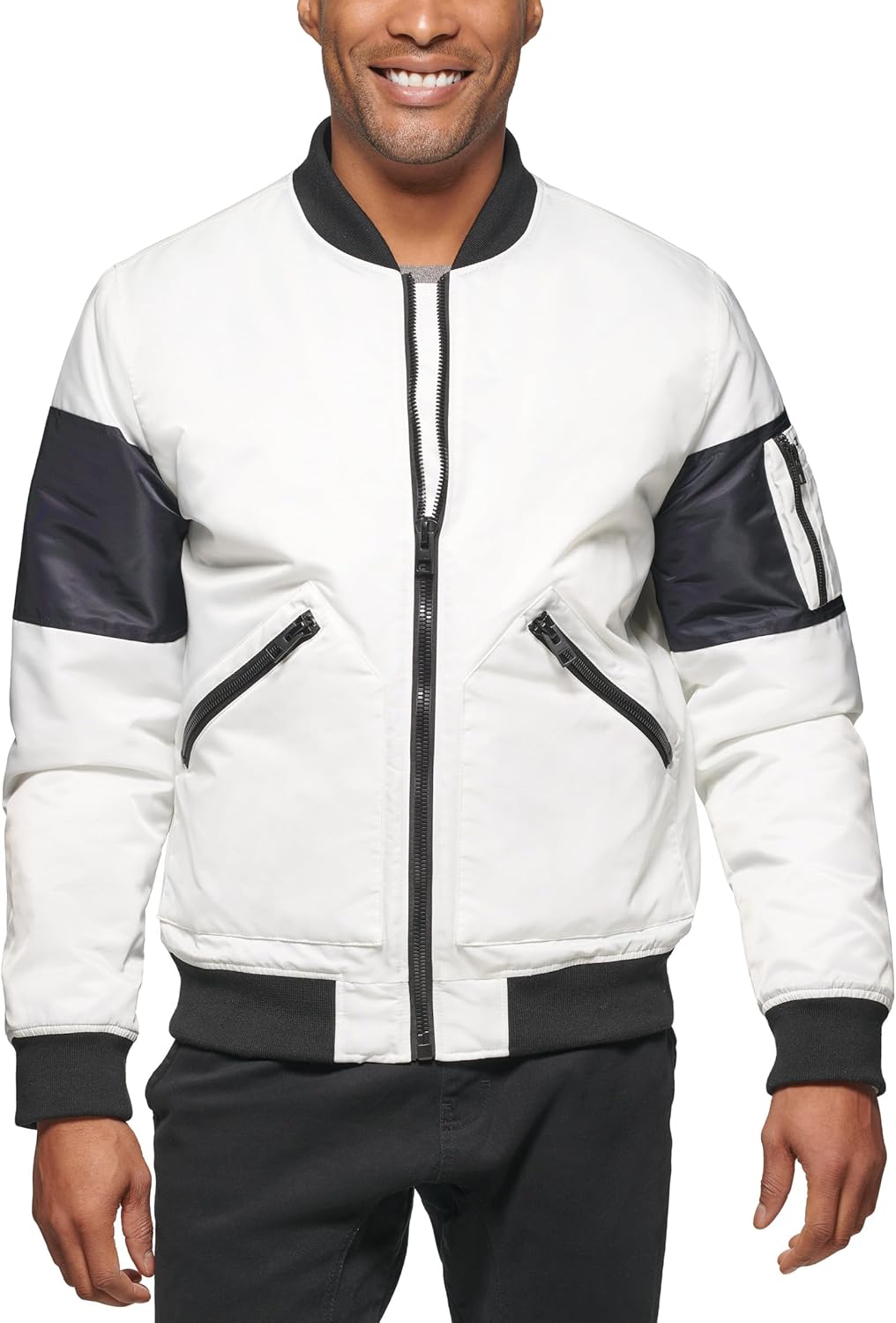 

Мужская куртка-бомбер Tommy Hilfiger Flight с контрастными рукавами, White