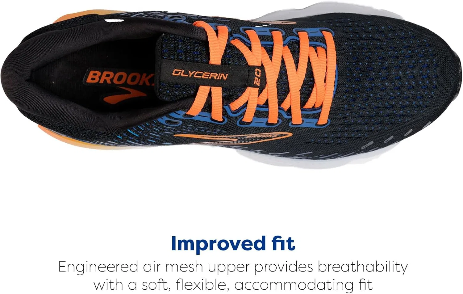 Мужские кроссовки Brooks Glycerin 20, Black, Classic, Blue, Orange — фото 4