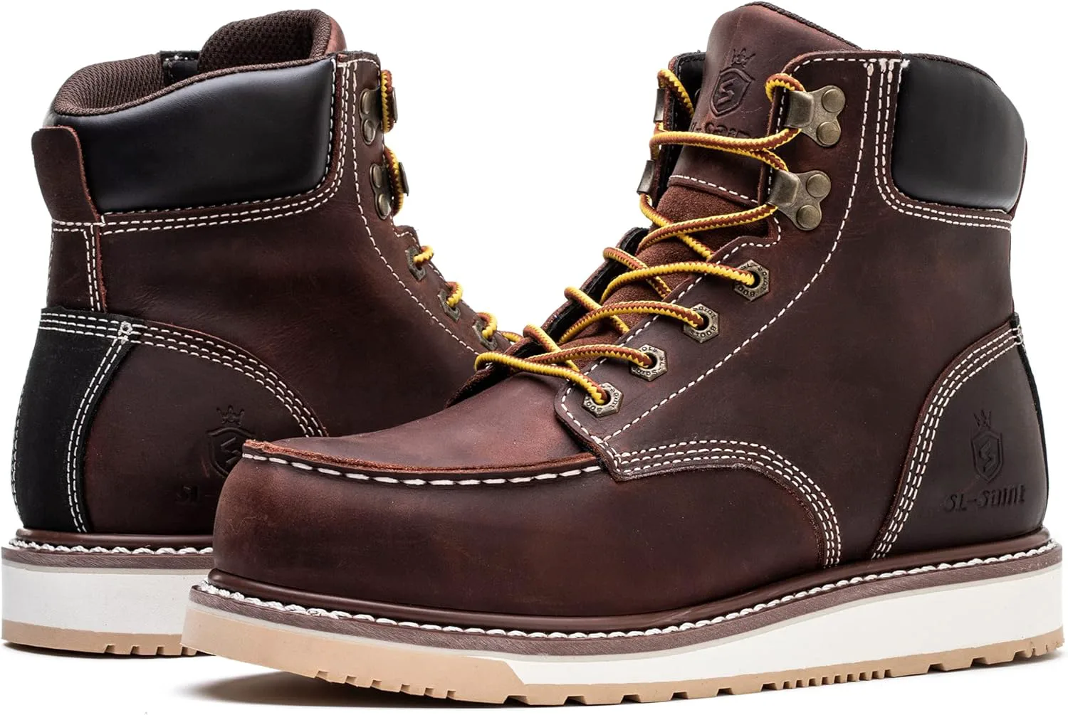 

Мужские рабочие ботинки, водонепроницаемые, кожаные, с изоляцией, на клиновидной подошве, Goodyear, SL-Saint, коричневые