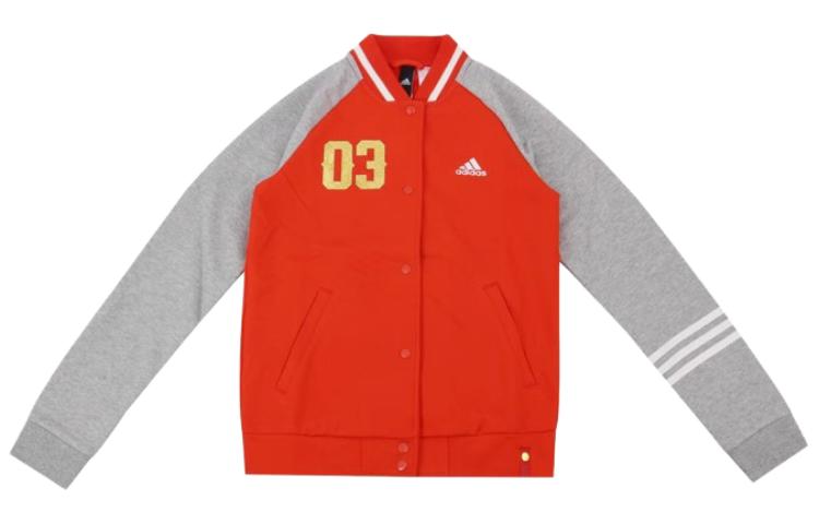 Adidas Оранжево-серая женская бейсбольная куртка, Orange Gray — фото 3