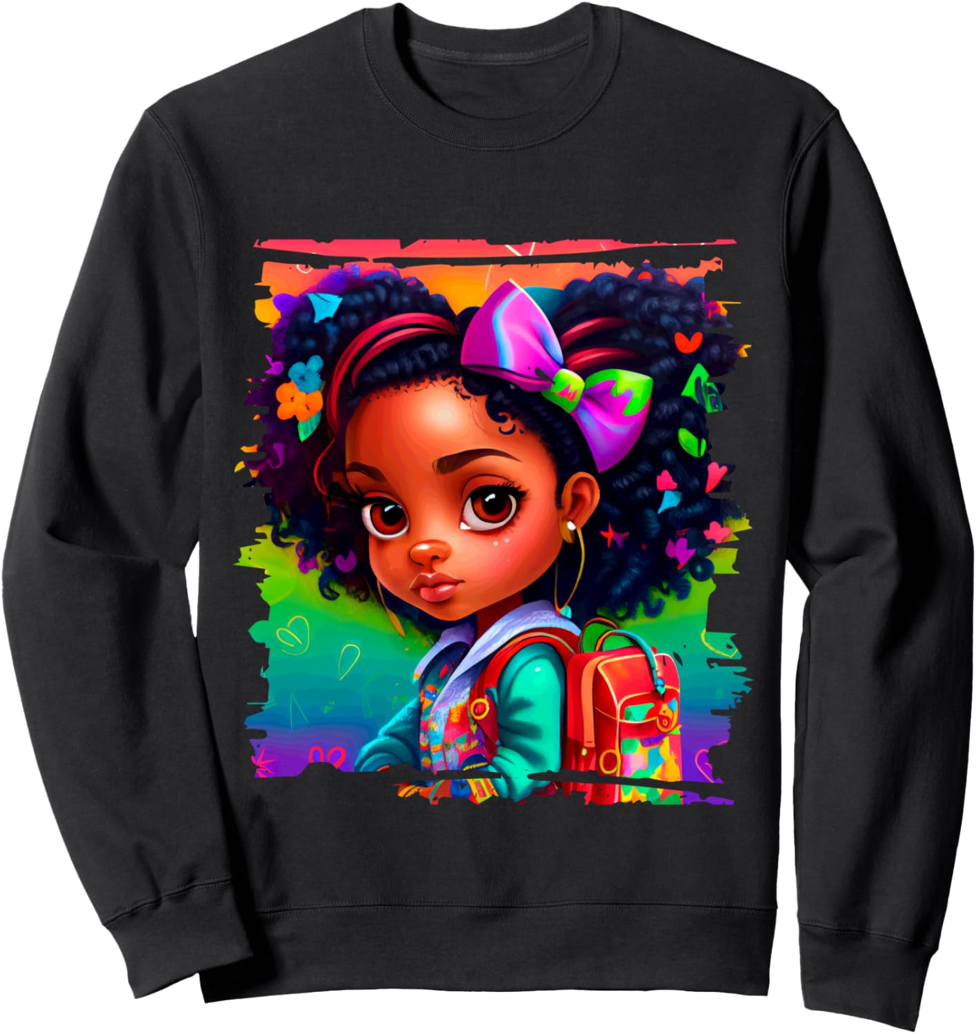 

Яркая толстовка с изображением девочки в разноцветных лентах Colorful Rainbow Butterfly Hair Art