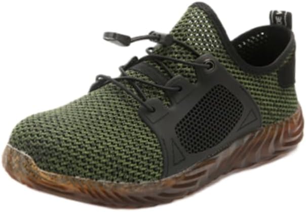 

Мужские дышащие ботинки с сеткой, стальным носком, легкие, устойчивые к проколам, противоскользящие кроссовки Generic, зеленый