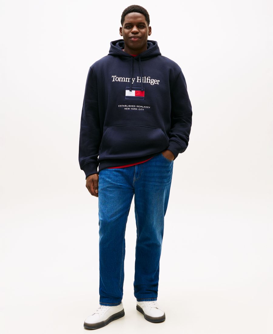 Мужская толстовка с капюшоном и вышитым флагом, больших размеров Tommy Hilfiger, Desert Sky — фото 4
