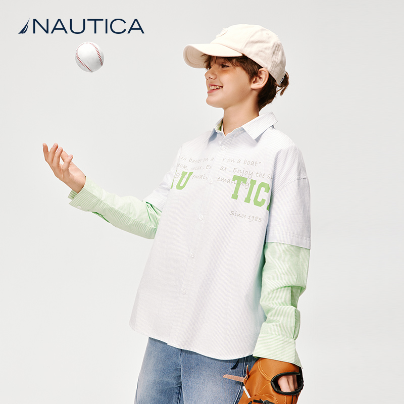 Детская повседневные рубашка NAUTICA, синий/зеленый — фото 4