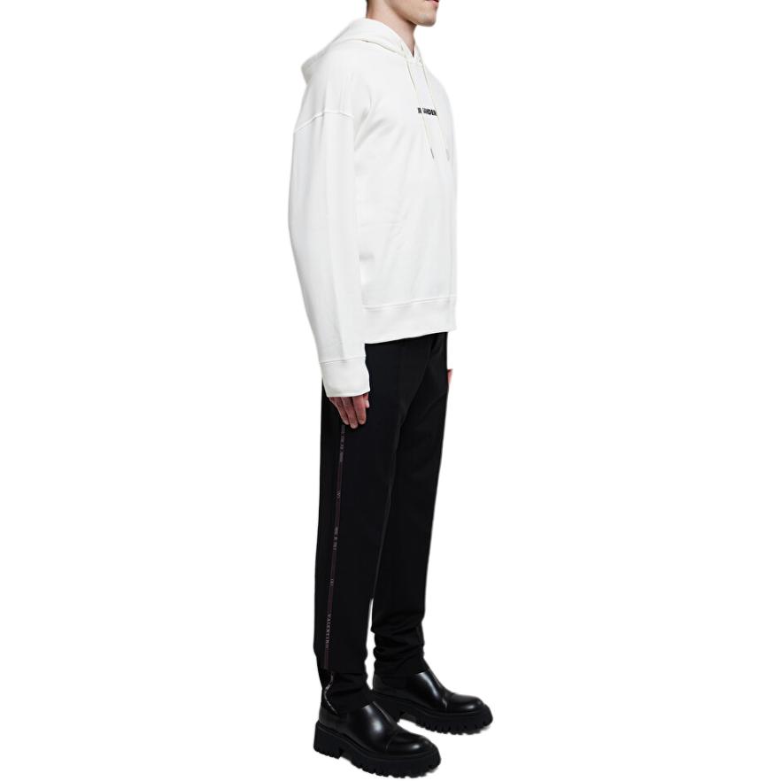Хлопковый худи с логотипом спереди белый JIL SANDER — фото 4