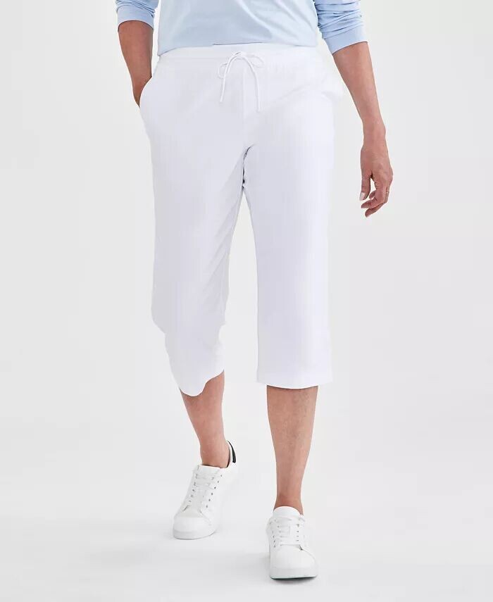 

Миниатюрные капри однотонной вязки со средней посадкой Style & Co, белый