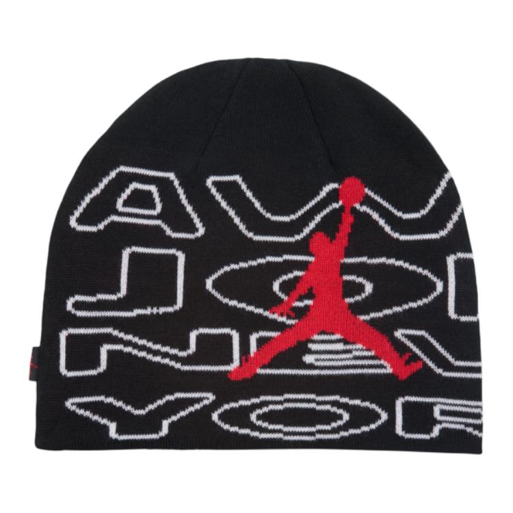 

Jordan Вязаная шапка из акрилового волокна унисекс черно-бело-красная, Black/White/University Red