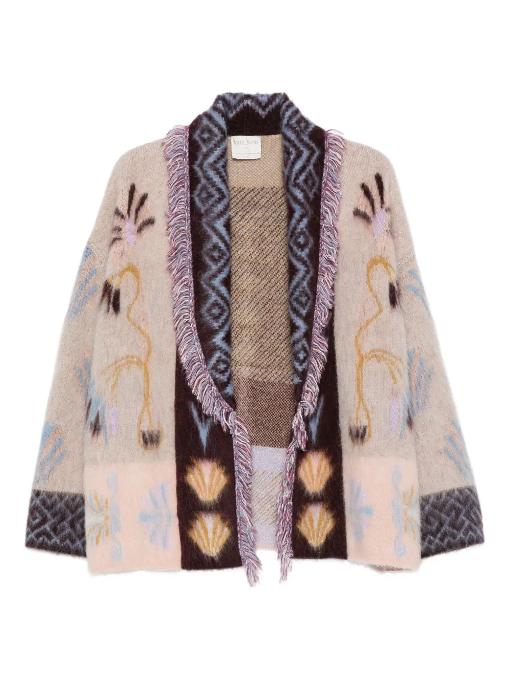 

Кардиган с бахромой и узором Forte Forte, нейтральный