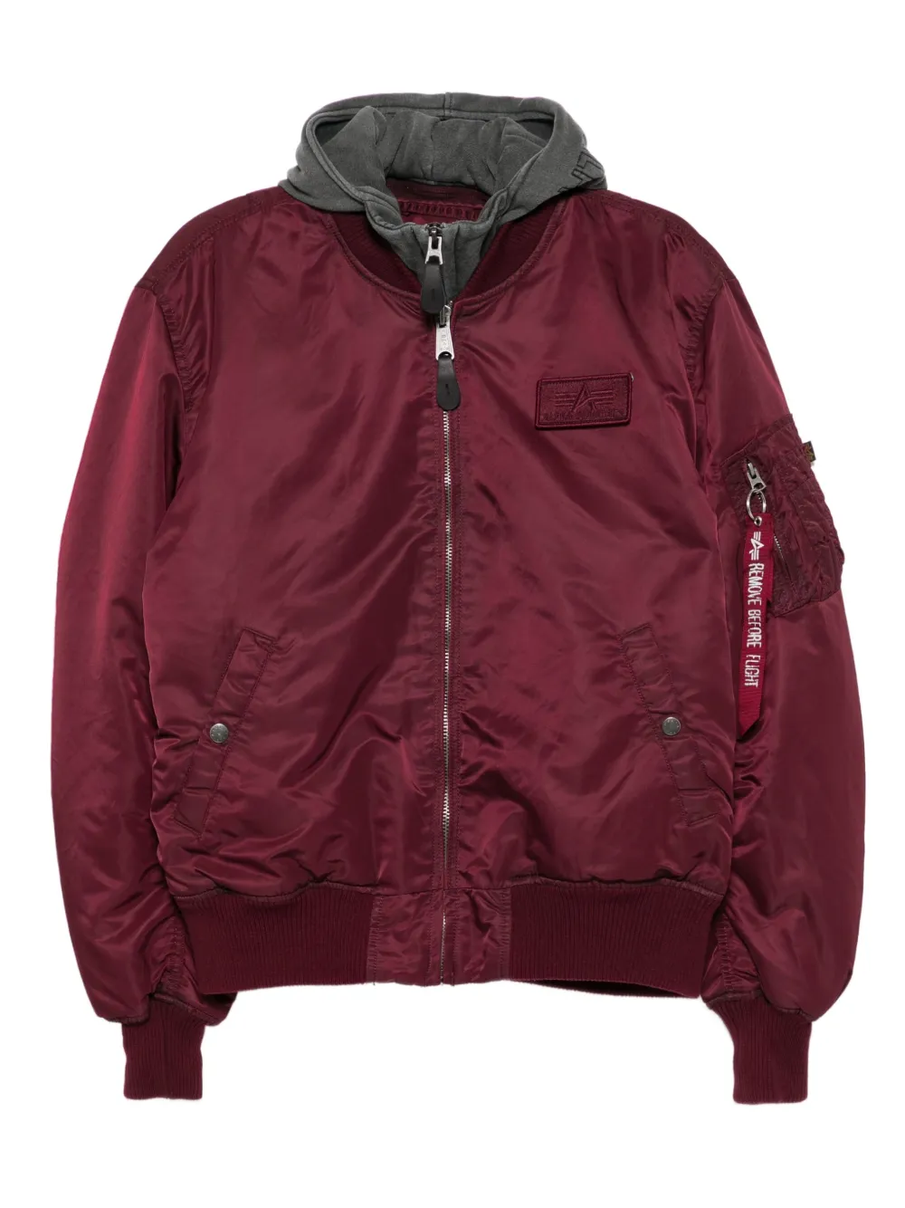 

Куртка-бомбер с капюшоном и аппликацией логотипа Alpha Industries, красный