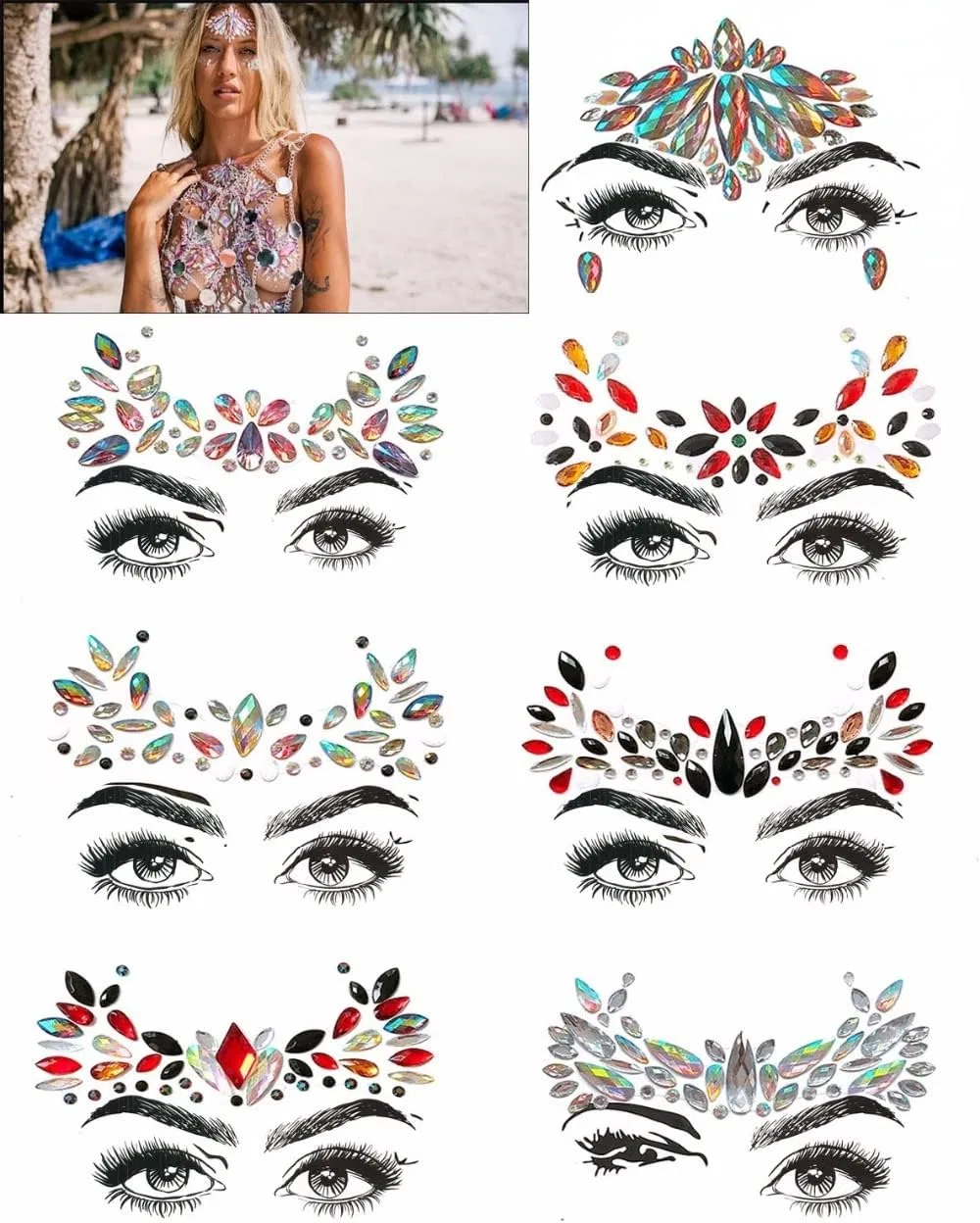 Временная тату-наклейка для глаз и лица Bohemian Tribal Style, 1 шт, BL18 — фото 4