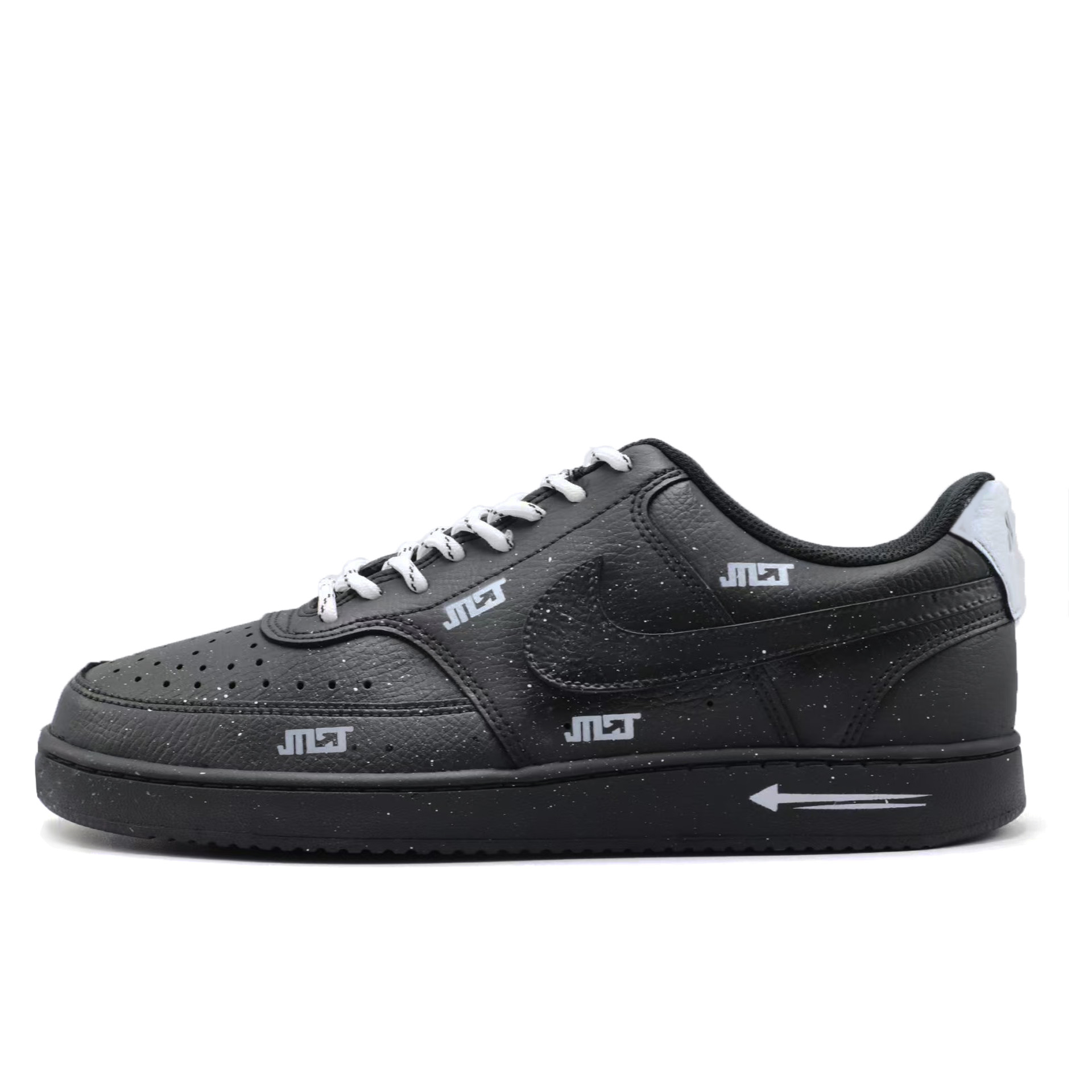 

Nike Court Vision 1 Black Tide Seal устойчивые к истиранию низкие скейтборд кроссовки men's черный белый