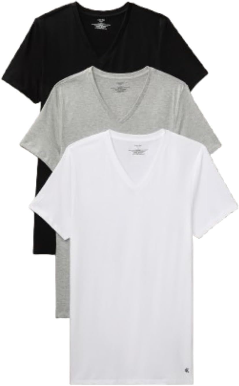 

Комплект из 3 мужских классических хлопковых маек Calvin Klein, Black, Grey Heather, White Vneck