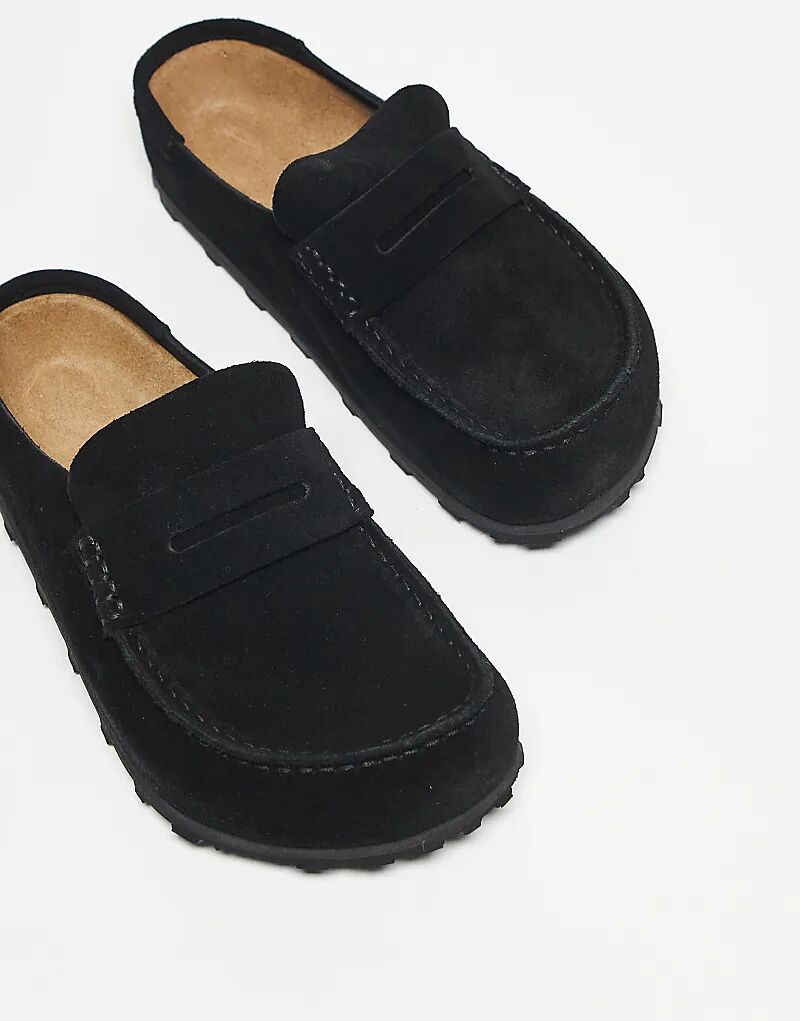 Лоферы Birkenstock Unisex Naples с заклепками из черной замши — фото 2