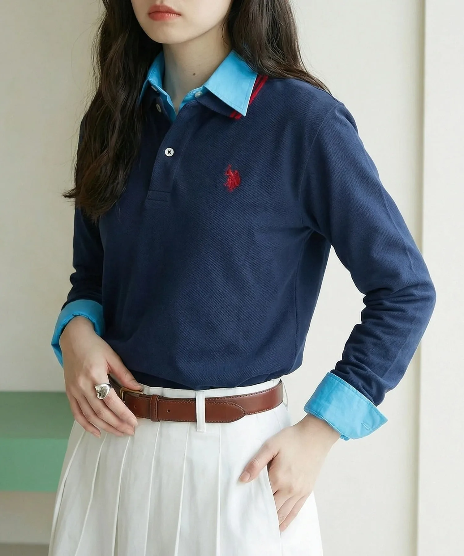Футболка-поло с длинным рукавом US POLO ASSN./Tipline, унисекс. U.S. Polo Assn., NVY — фото 3