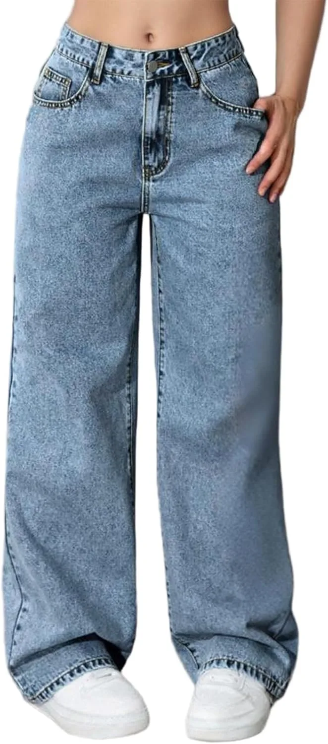 

Женские джинсы с флисовой подкладкой, зимние термоштаны с высокой талией, свободный крой UIREHMK