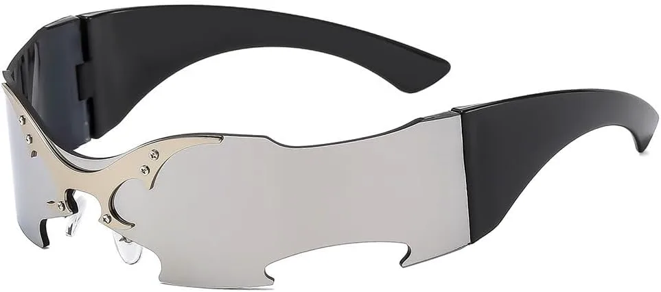 

Солнцезащитные очки в стиле панк Y2K без оправы, цельные, для женщин и мужчин, 2025 год, роскошные, в маленькой оправе, панк, с защитным экраном mincl, Silver