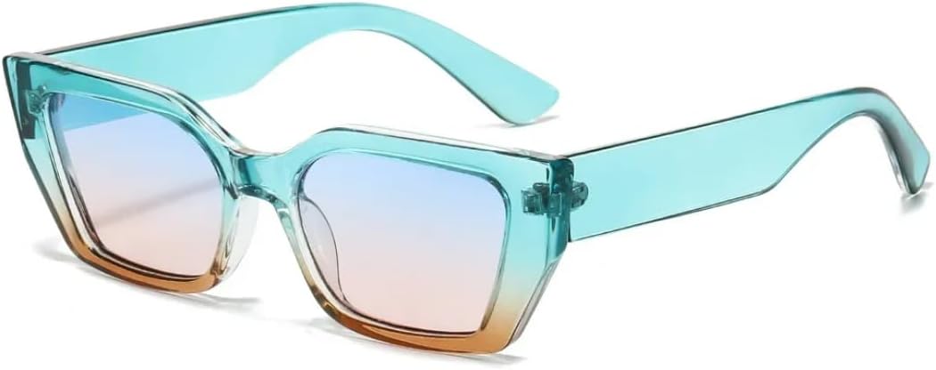 

Женские модные солнцезащитные очки маленького прямоугольного размера, градиентный океанский цвет, двухцветные, ретро-очки, защита от УФ-излучения UV400. Мужские солнцезащитные очки TVTBBVV, Blue Tea