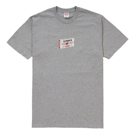 

Футболка fw18 ludens tee heather grey cherry candy box printing short sleeve gray Supreme, серый